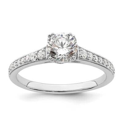 Holds 3/4 Carat 5.8mm Round Center 1/6 Carat Diamond Semi-Mount Engagement Ring 14k White Gold RM78…