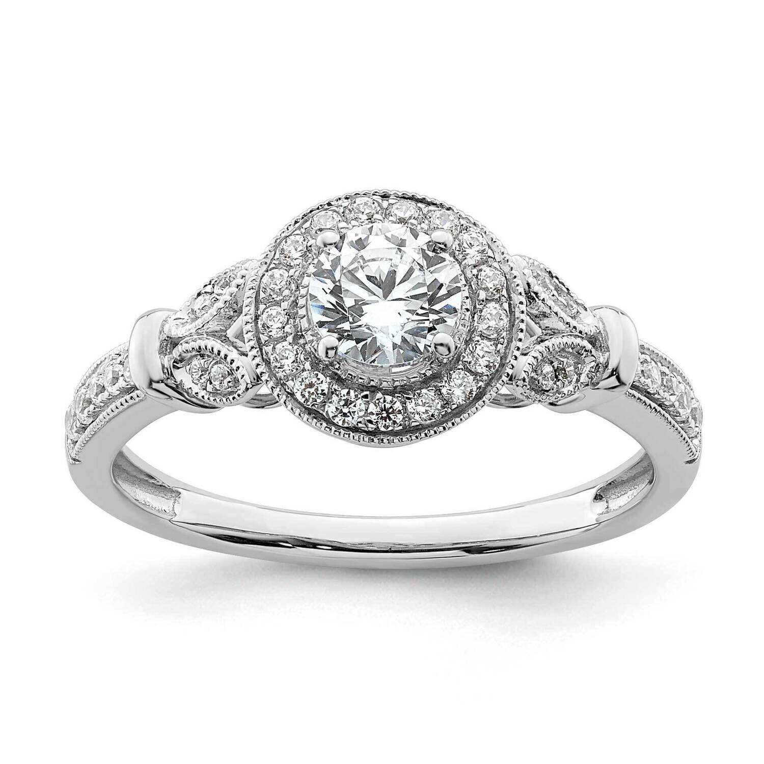 Vintage Round Halo Plus 5/8 Carat Diamond Complete Engagement Ring 14k White Gold RM8866E-040-CWAA,…