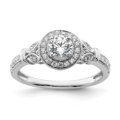 Vintage Round Halo Plus 5/8 Carat Diamond Complete Engagement Ring 14k White Gold RM8866E-040-CWAA,…