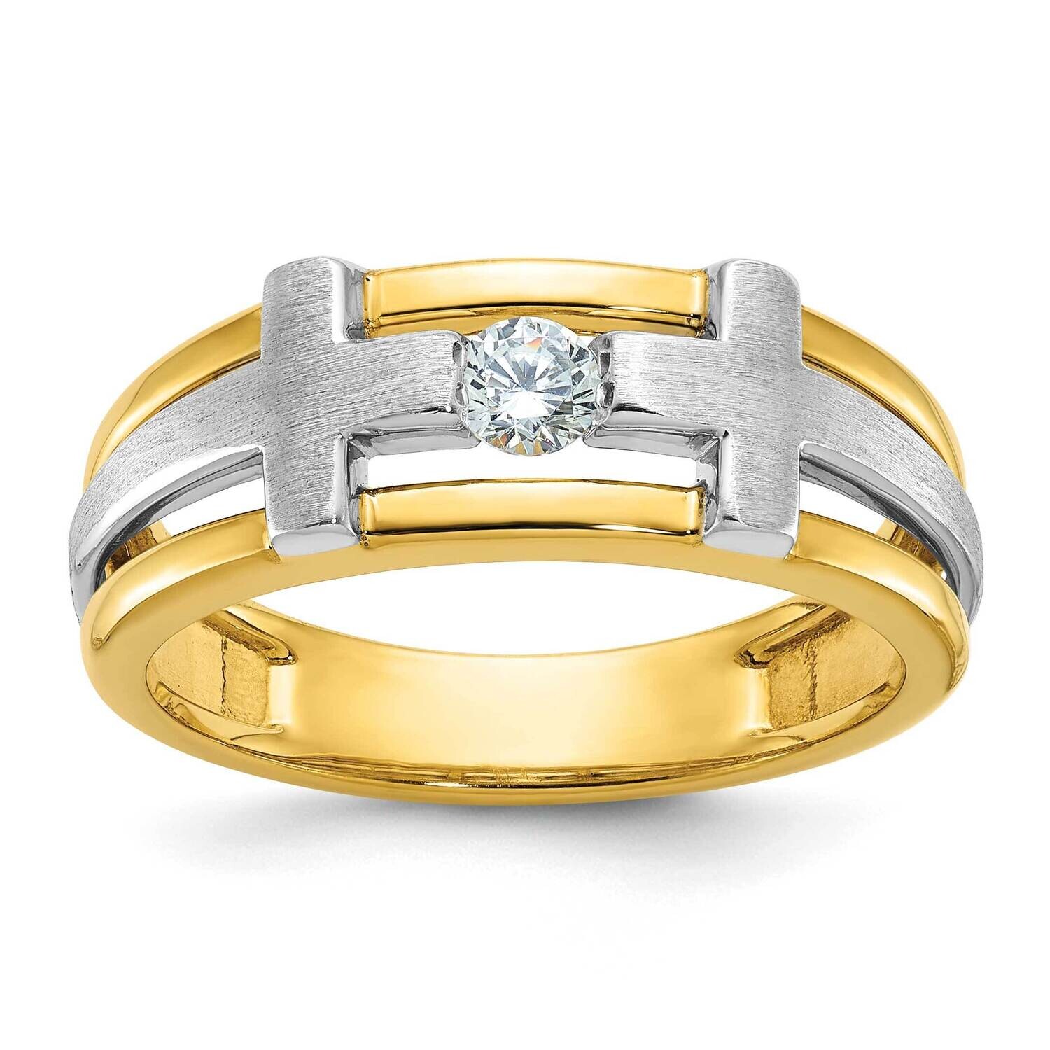 Ibgoodman Men&#39;s Cross Satin Diamond Ring Mounting 14k Two-Tone Gold B63580-4YW by IBGoodman, MPN: B…