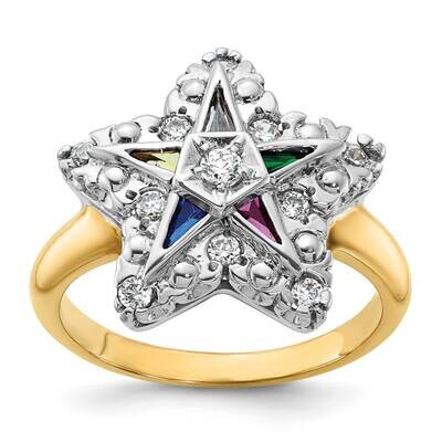 Ibgoodman Women&#39;s Polished Beaded Eastern Star Masonic Ring Mounting 10k Two-Tone Gold B02565-0YW b…