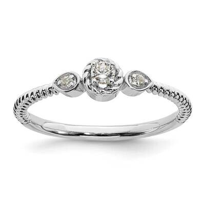 Roped BPetite 3-Stone 1/15 Carat Round Diamond Complete Promise/Engagement Ring 14k White Gold RM77…