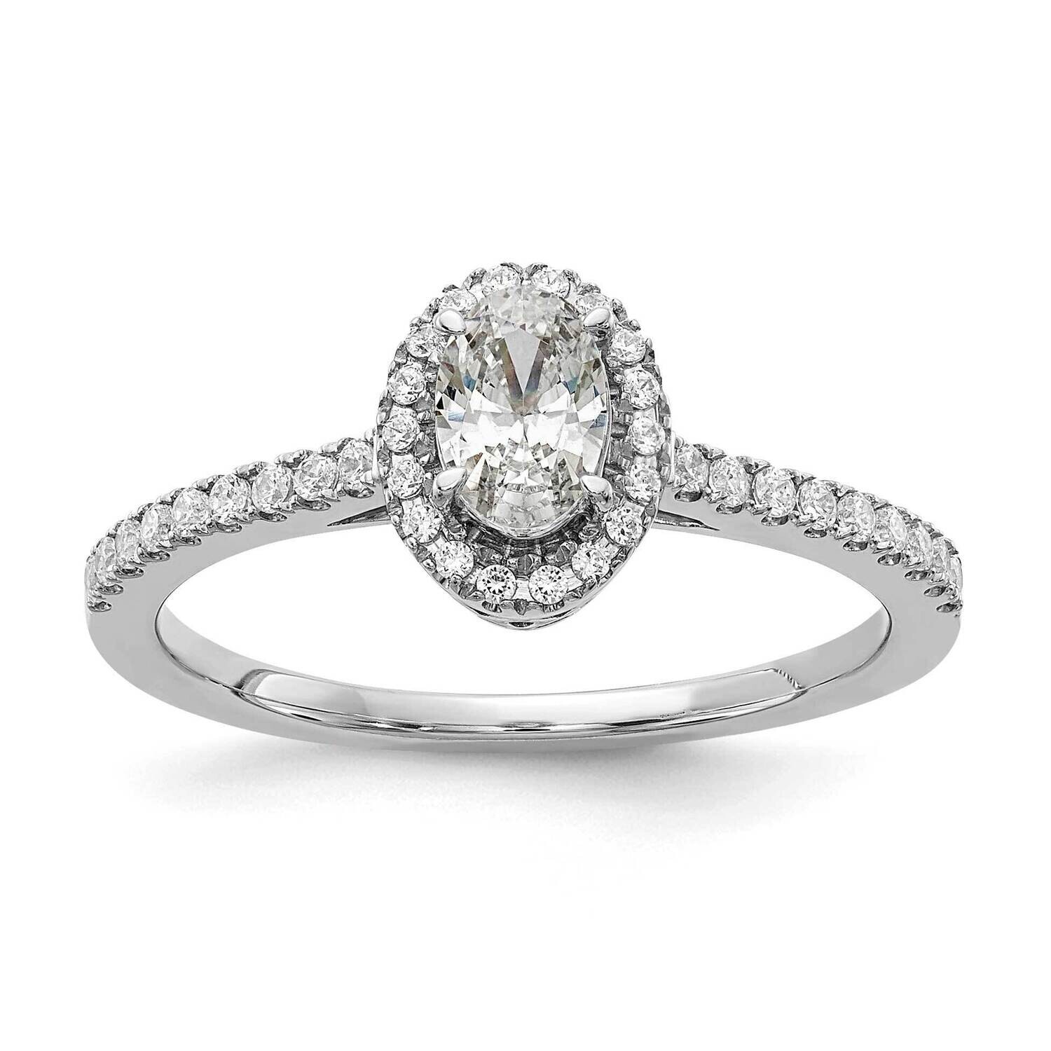 Halo Plus Holds 1/2 Carat 6X4mm Oval Center 1/4 Carat Diamond Semi-Mount Engagement Ring 14k White …