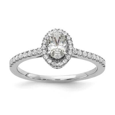 Halo Plus Holds 1/2 Carat 6X4mm Oval Center 1/4 Carat Diamond Semi-Mount Engagement Ring 14k White …
