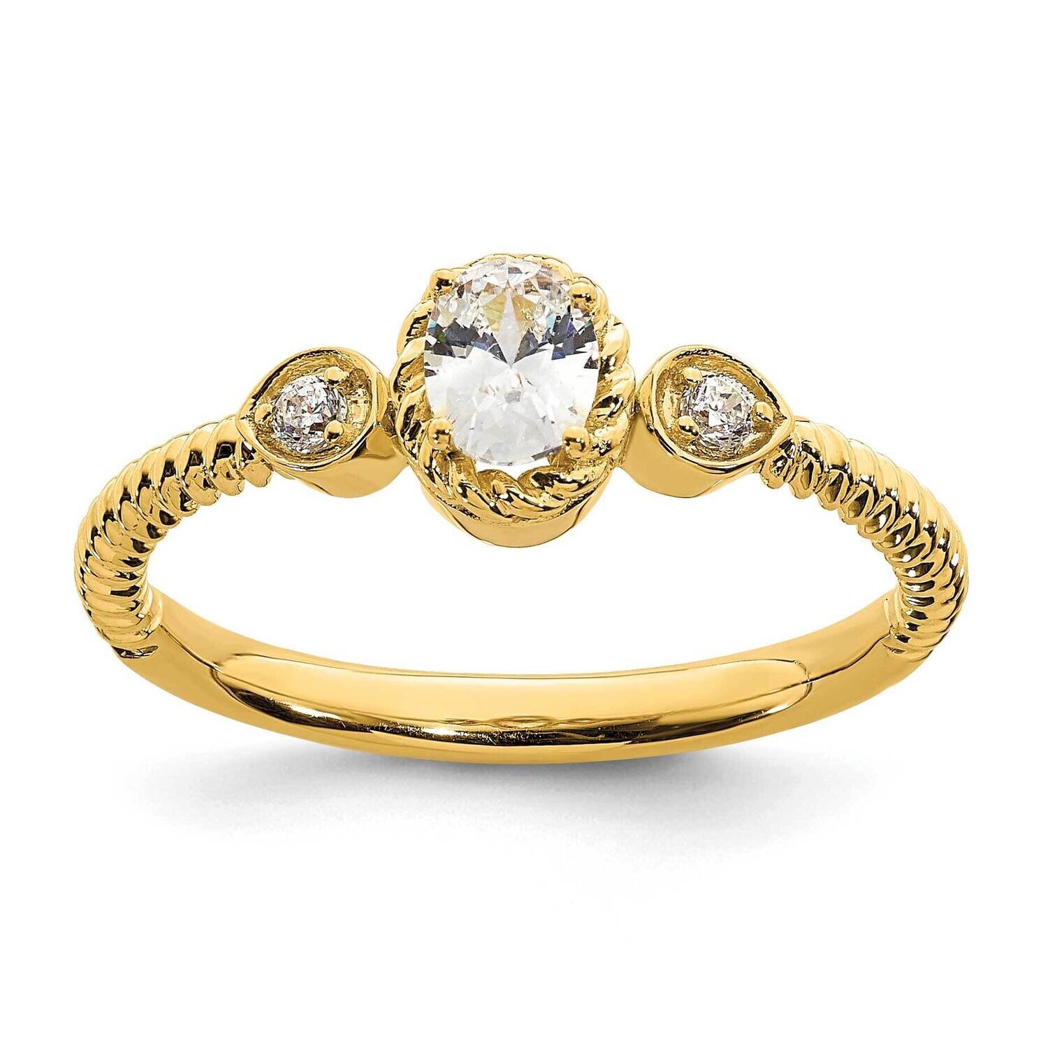 Roped BPetite 3-Stone 1/4 Carat Oval Diamond Complete Promise/Engagement Ring 14k Gold RM7792E-025-YAA