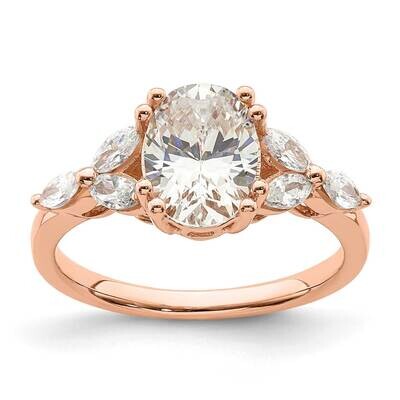 Holds 1.5 Carat 9.2X6.9mm Oval Center 1/3 Carat Marquise Diamond Semi-Mount Engagement Ring 14k Ros…