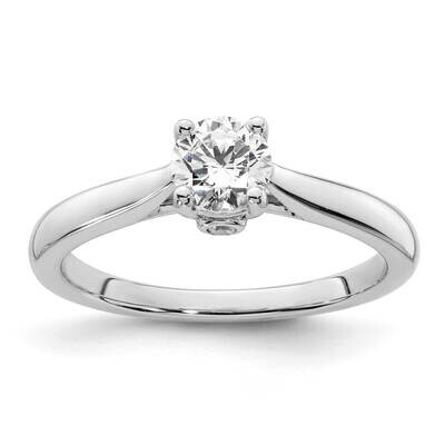 Holds 1/2 Carat 5.20 mm Round 4-Prong .03 Carat Diamond Semi-Mount Engagement Ring 14k White Gold R…