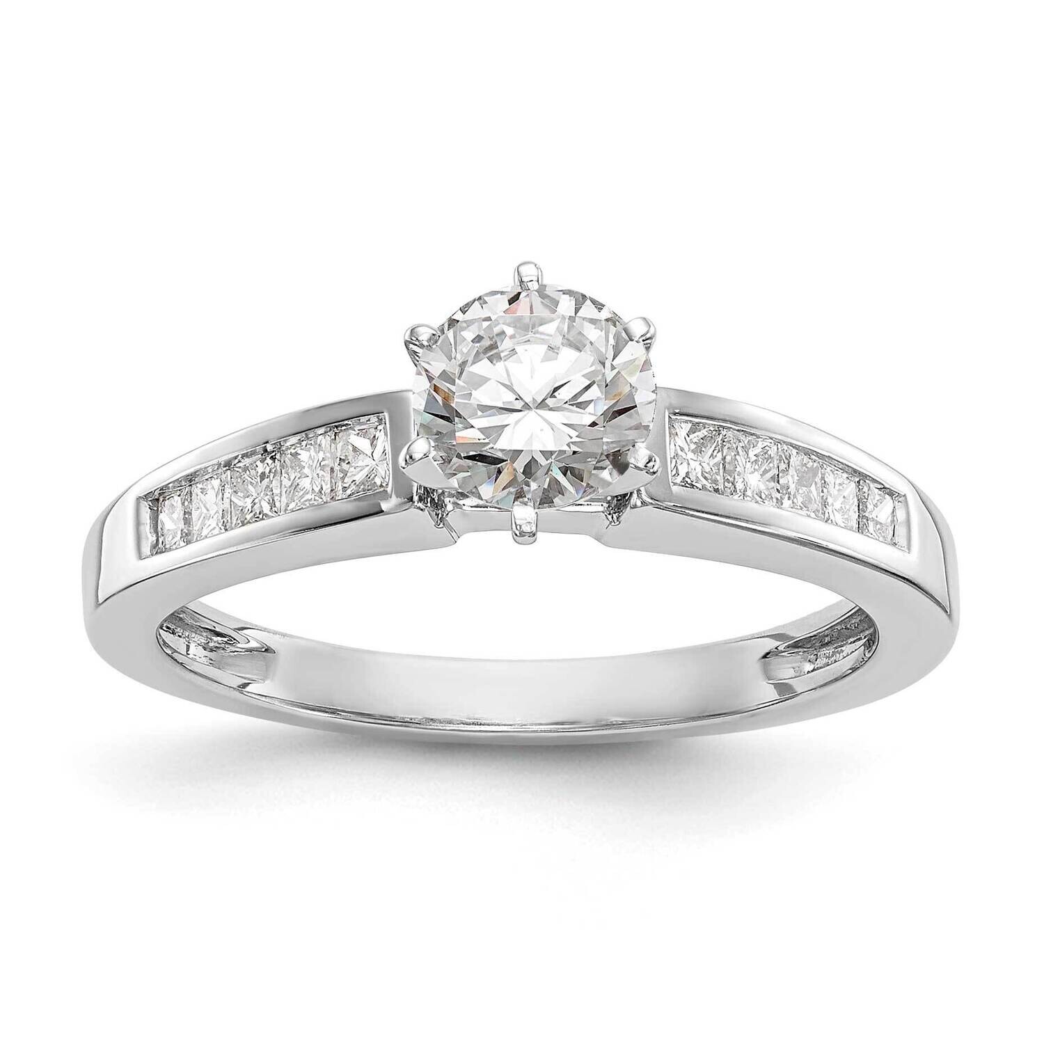 Peg Set 1/5 Carat Channel-Set Princess Diamond Semi-Mount Engagement Ring 14k White Gold RM2665E-028-WAA