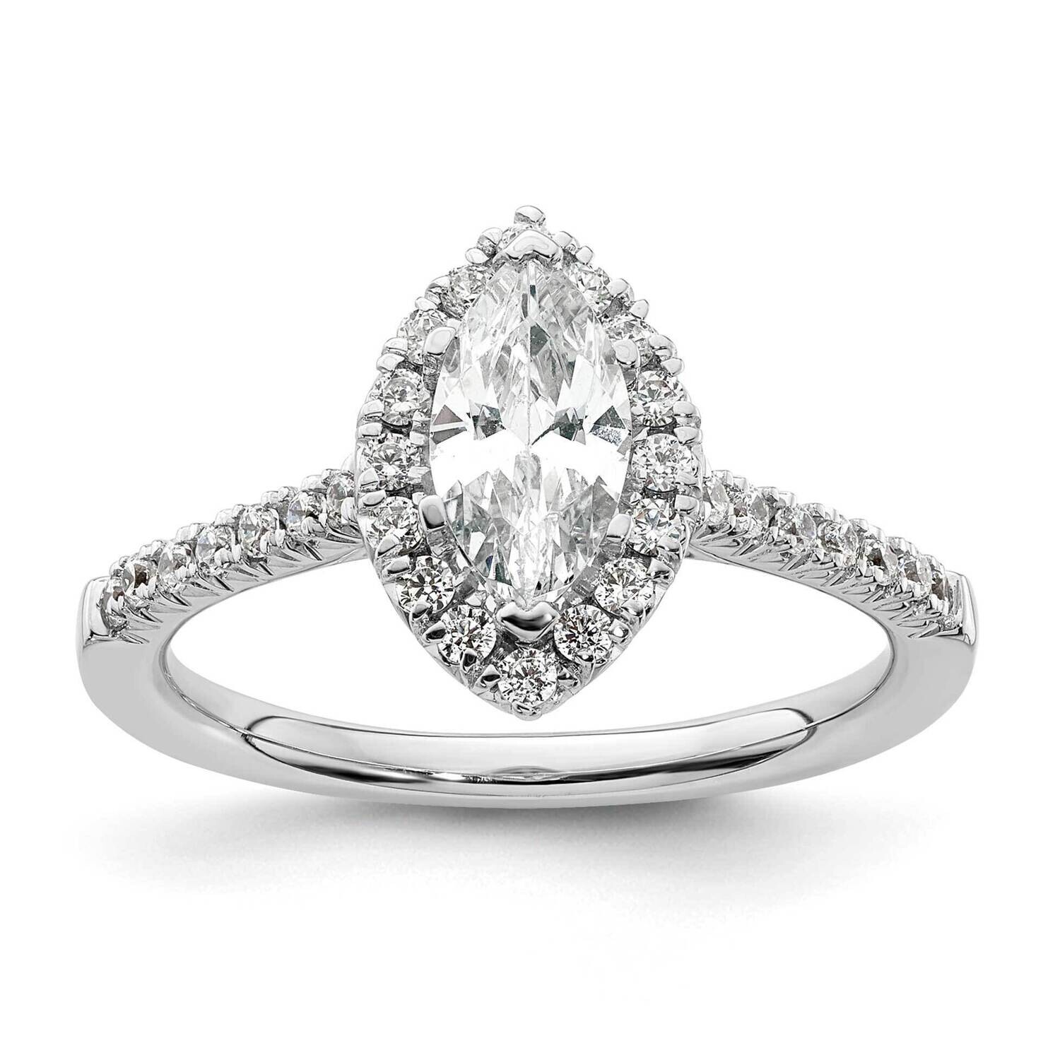 Halo Holds 3/4 Carat 8.7X4.7mm Marquise Center 1/3 Carat Diamond Semi-Mount Engagement Ring 14k Whi…
