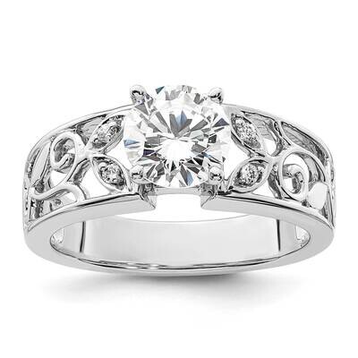 Leaf Design Peg Set 1/20 Carat Diamond Semi-Mount Engagement Ring 14k White Gold RM2834E-004-WAA, M…