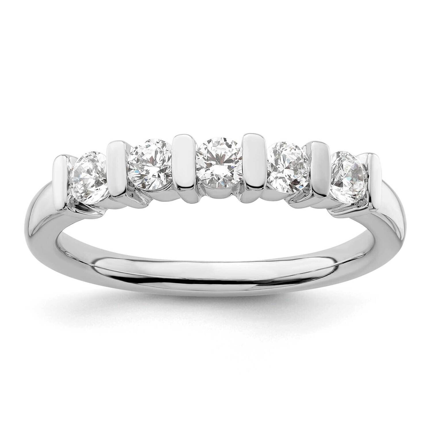 5-Stone Half-Bezel 1/2 Carat Round Complete Diamond Band 14k White Gold RM3183B-050-WAA, MPN: RM318…
