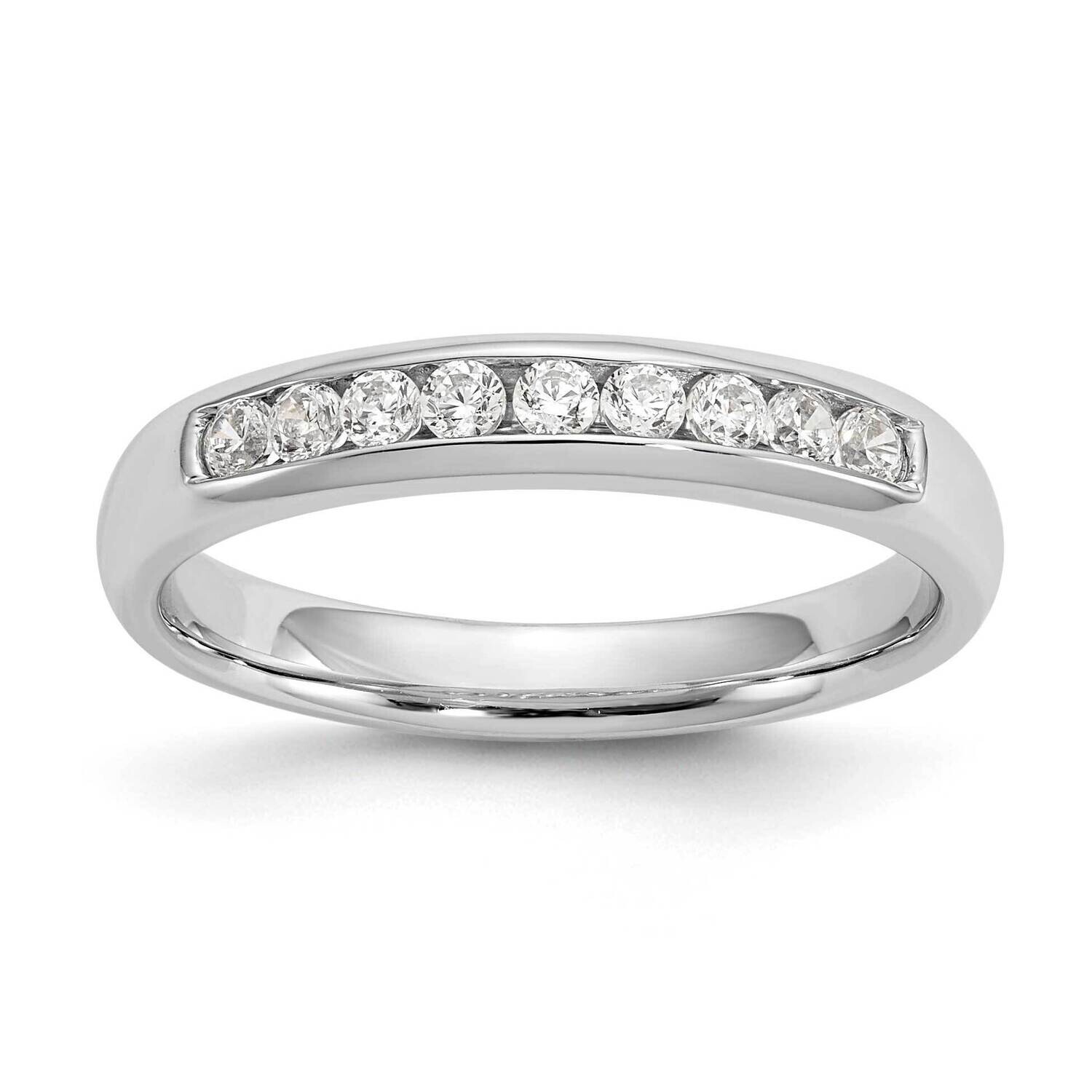 9-Stone 1/4 Carat Round Diamond Complete Channel Band 14k White Gold WM412-2AA