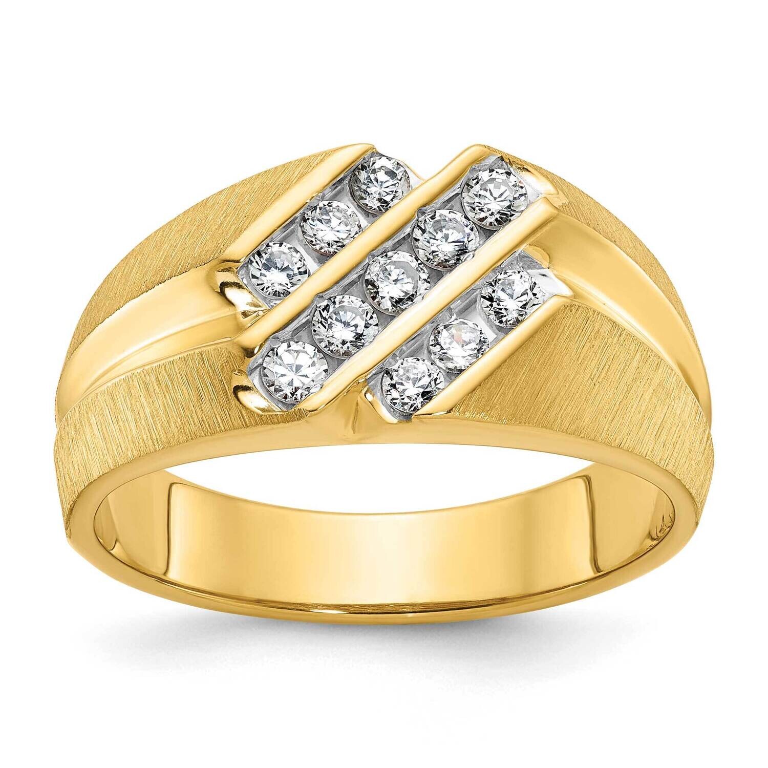 Ibgoodman Men's Polished Satin Grooved Ring Mounting 14k Gold B56552-4Y