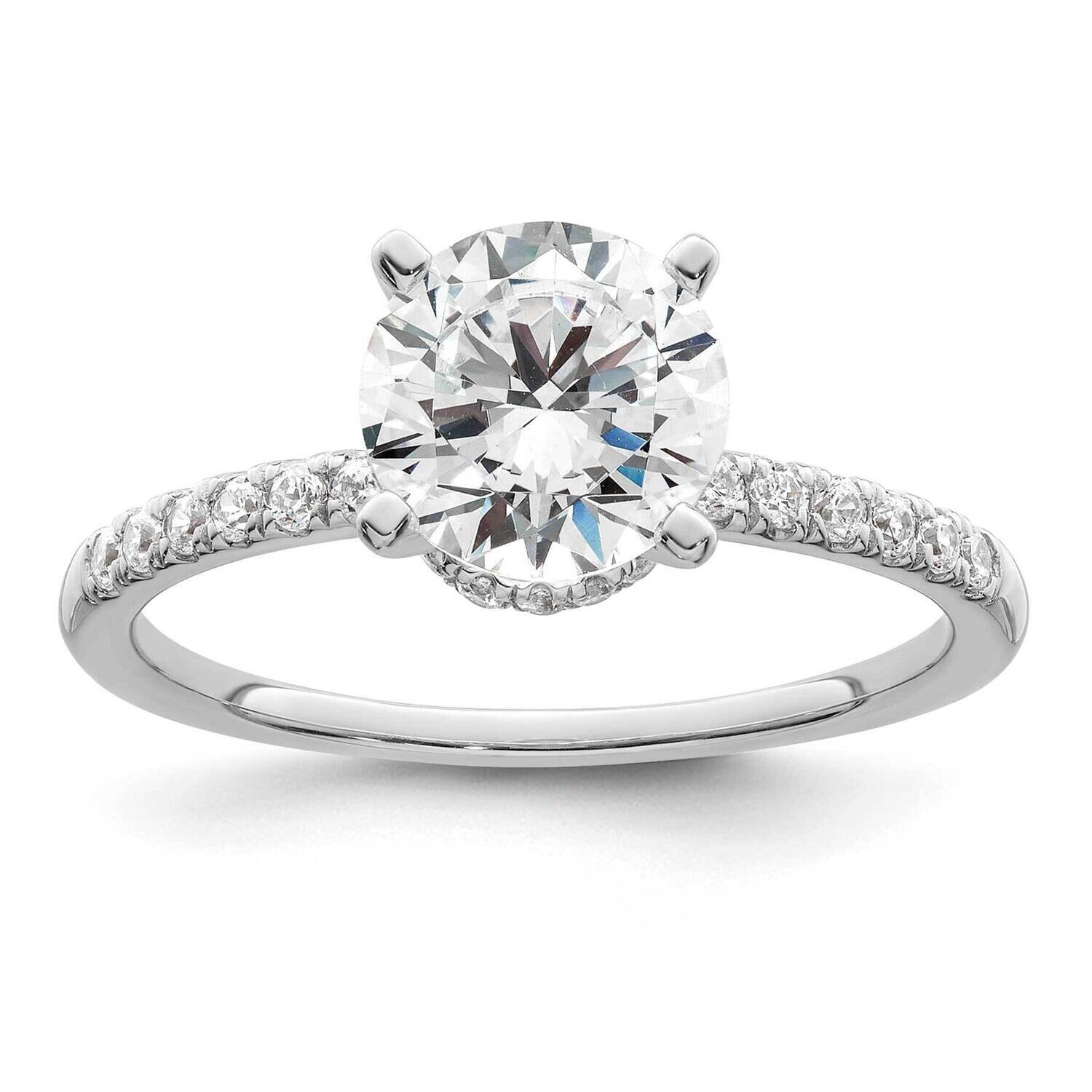 Holds 1.5 Carat 7.5mm Round Center 1/4 Carat Diamond Semi-Mount Engagement Ring 14k White Gold RM86…