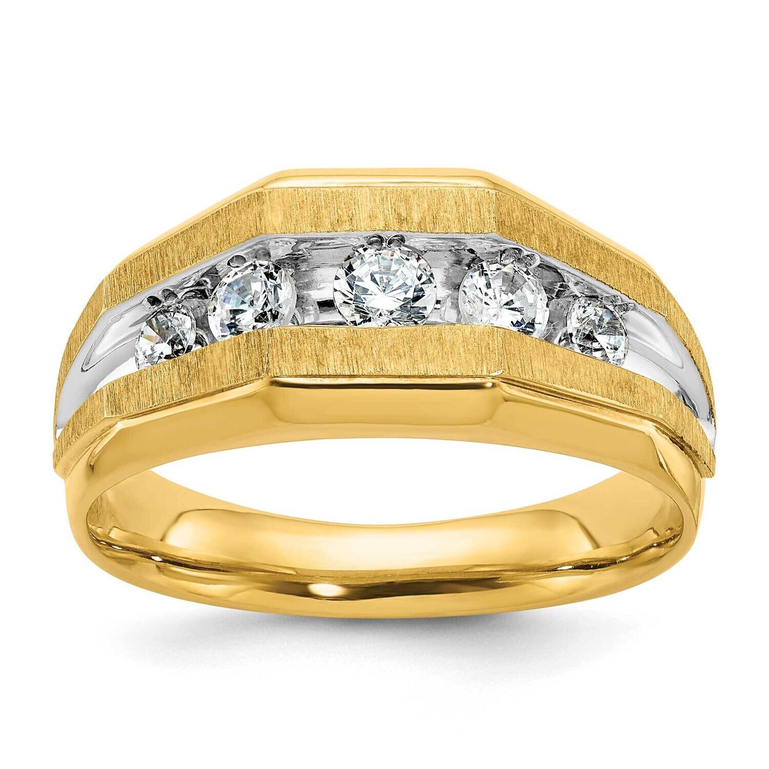 Ibgoodman Men&#39;s Polished Satin 5-Stone Ring Mounting 14k Gold B56684-4Y by IBGoodman, MPN: B56684-4…