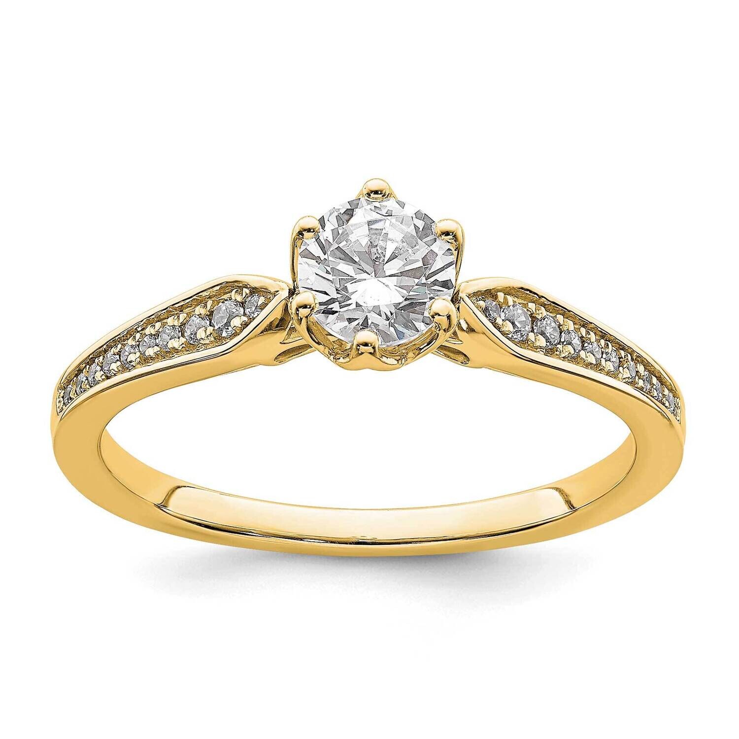 Holds 1/2 Carat 5.2mm Round Center 1/15 Carat Diamond Semi-Mount Engagement Ring 14k Gold RM7811E-0…