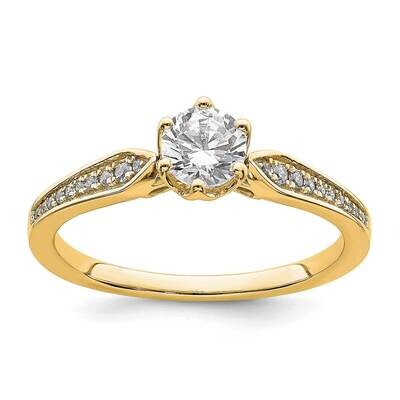 Holds 1/2 Carat 5.2mm Round Center 1/15 Carat Diamond Semi-Mount Engagement Ring 14k Gold RM7811E-0…
