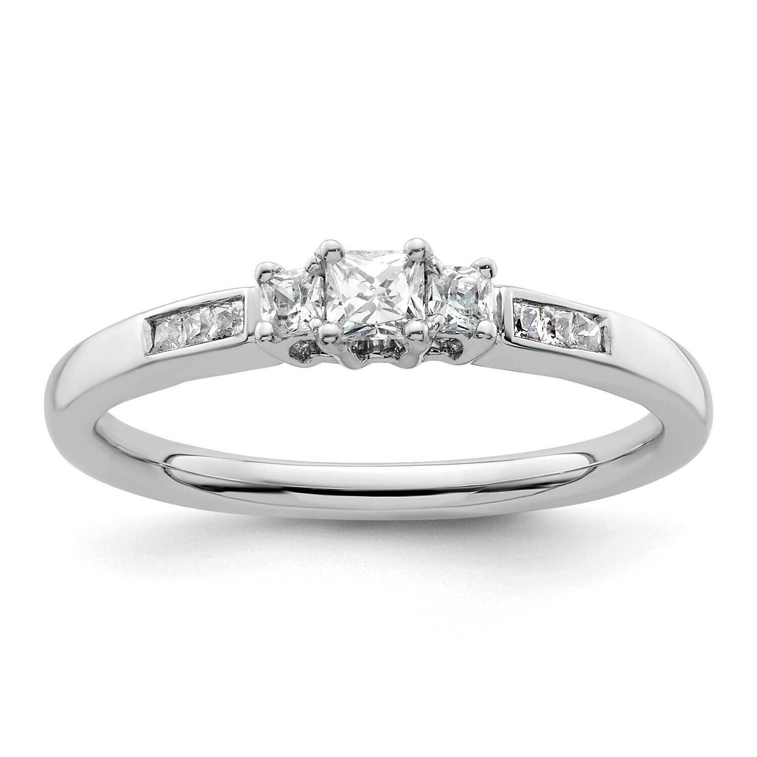 3-Stone Plus Holds 1/5 Carat 3.6mm Princess Center 2-2.0mm Princess Sides Diamond Semi-Mount Engage…