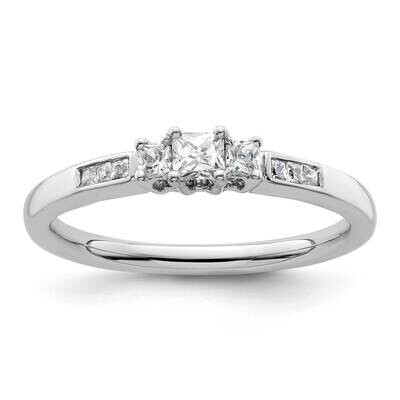 3-Stone Plus Holds 1/5 Carat 3.6mm Princess Center 2-2.0mm Princess Sides Diamond Semi-Mount Engage…