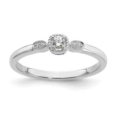 Rope Edge Petite 1/15 Carat Round Diamond Complete Promise/Engagement Ring 14k White Gold RM7787E-0…