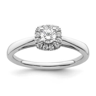 Halo Holds 1/5 Carat 3.8mm Round Center 1/8 Carat Diamond Semi-Mount Engagement Ring 14k White Gold…