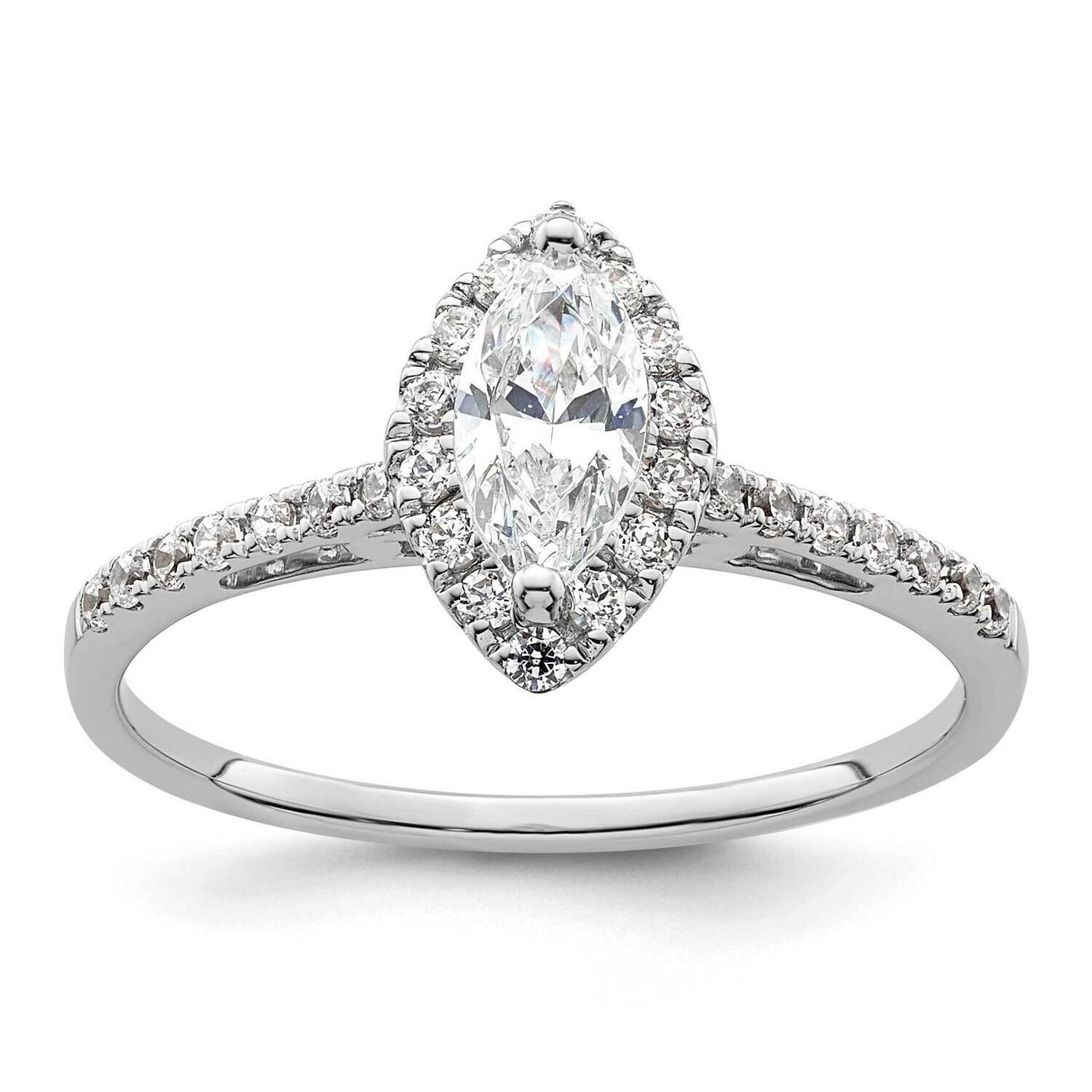 Halo Holds 1/3 Carat 7.0X3.5mm Marquise Center 1/4 Carat Diamond Semi-Mount Engagement Ring 14k Whi…