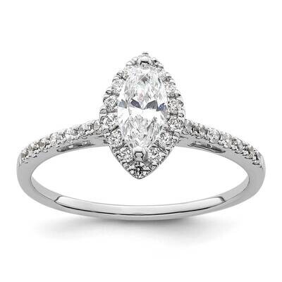 Halo Holds 1/3 Carat 7.0X3.5mm Marquise Center 1/4 Carat Diamond Semi-Mount Engagement Ring 14k Whi…