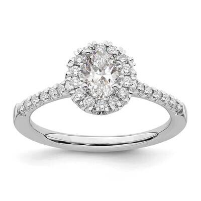 Halo Holds 1/2 Carat 5.9X4.5mm Oval Center 1/3 Carat Diamond Semi-Mount Engagement Ring 14k White G…
