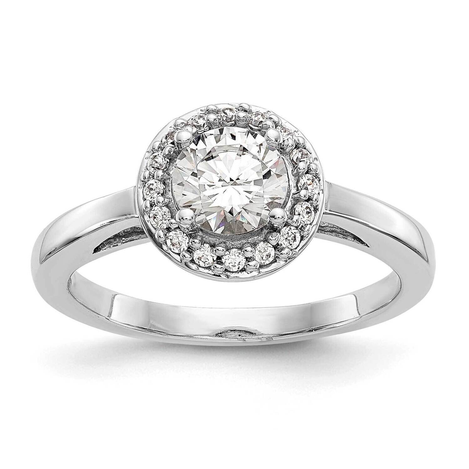 Halo Holds 3/4 Carat 6.5mm Round Center 1/6 Carat Diamond Semi-Mount Engagement Ring 14k White Gold…