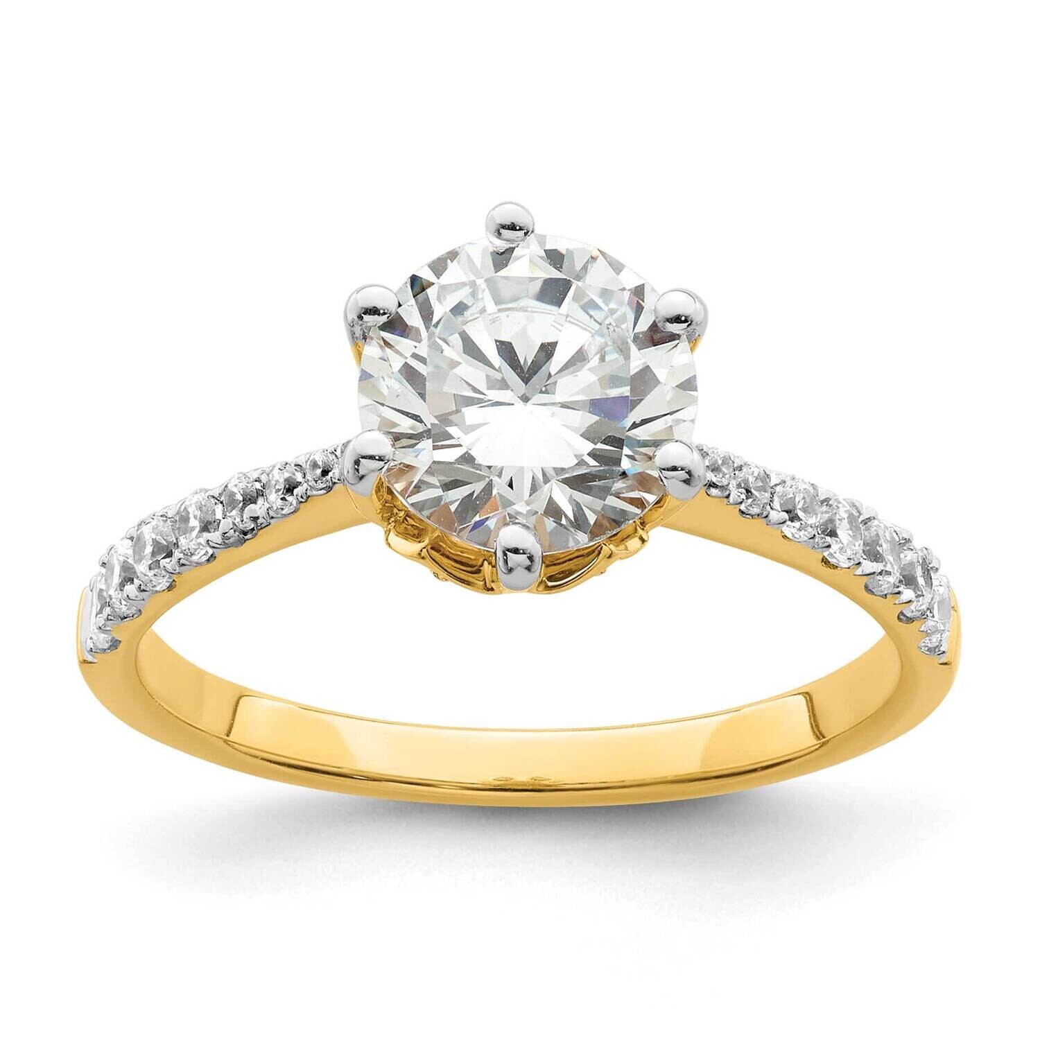 Leaf Design Holds 1.5 Carat 7.5mm Round Center 1/3 Carat Diamond Semi-Mount Engagement Ring 14k Gol…