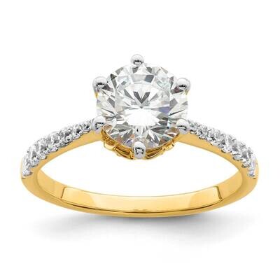 Leaf Design Holds 1.5 Carat 7.5mm Round Center 1/3 Carat Diamond Semi-Mount Engagement Ring 14k Gol…