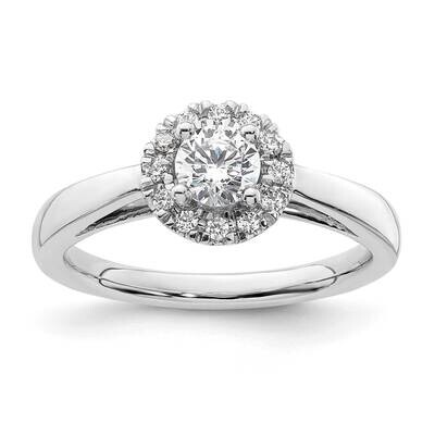 Halo Holds 1/3 Carat 4.5mm Round Center 1/8 Carat Diamond Semi-Mount Engagement Ring 14k White Gold…