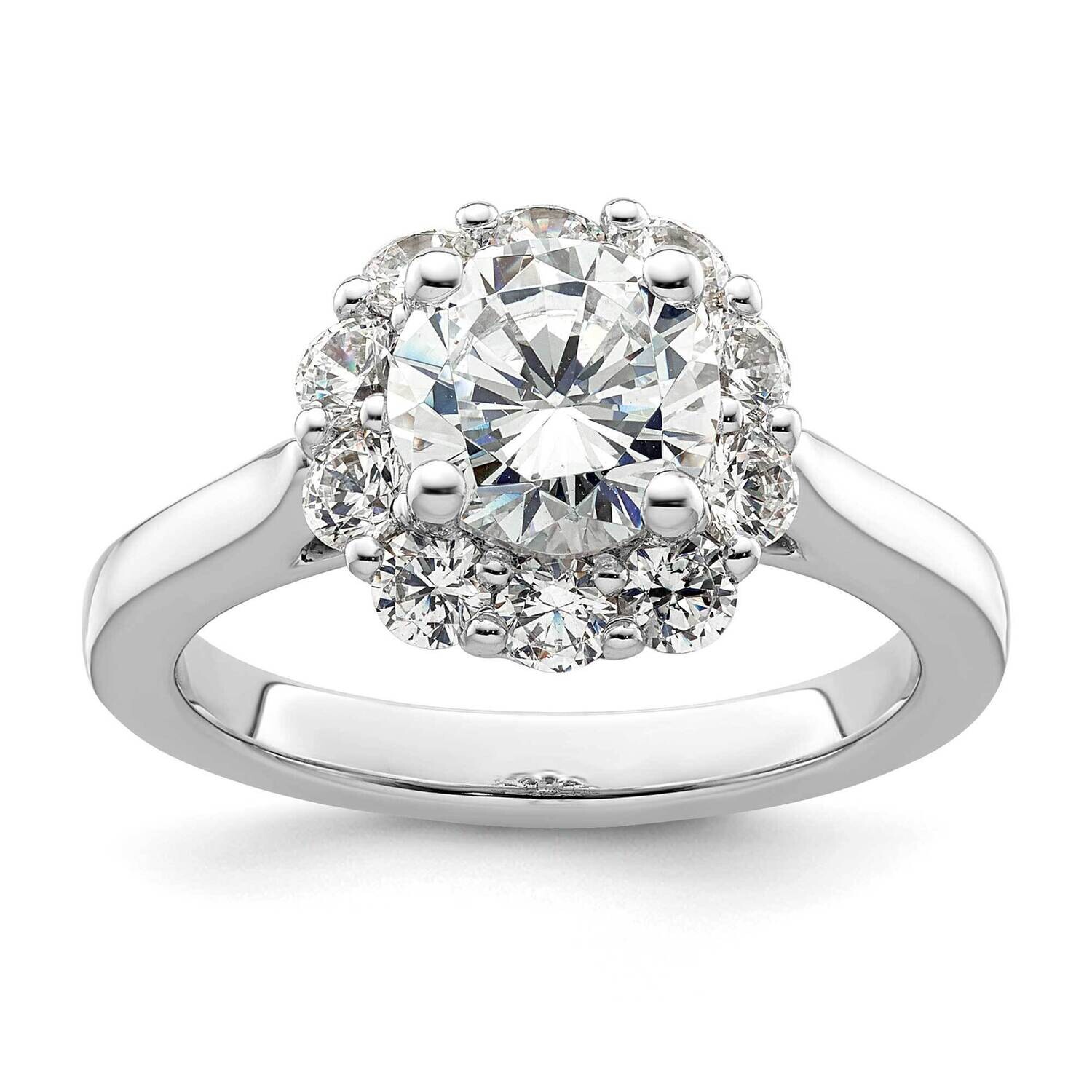 Halo Holds 1.5 Carat 7.5mm Round Center 3/4 Carat Diamond Semi-Mount Engagement Ring 14k White Gold…