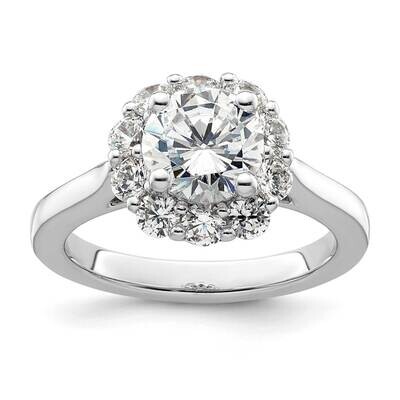 Halo Holds 1.5 Carat 7.5mm Round Center 3/4 Carat Diamond Semi-Mount Engagement Ring 14k White Gold…