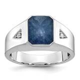 Ibgoodman Men&#39;s Sapphire Doublet Stone Diamond Complete Ring 10k White Gold B52140-0WS/A by IBGoodm…