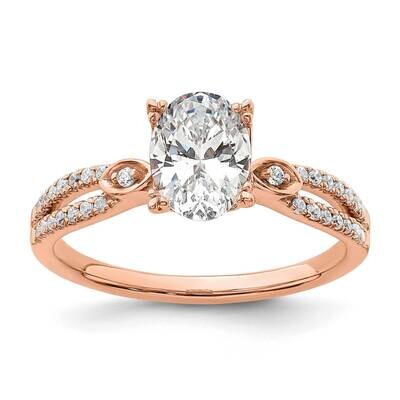 Split Shank Holds 1 Carat 8.00X6.1mm Oval Center 1/6 Carat Diamond Semi-Mount Engagement Ring 14k R…