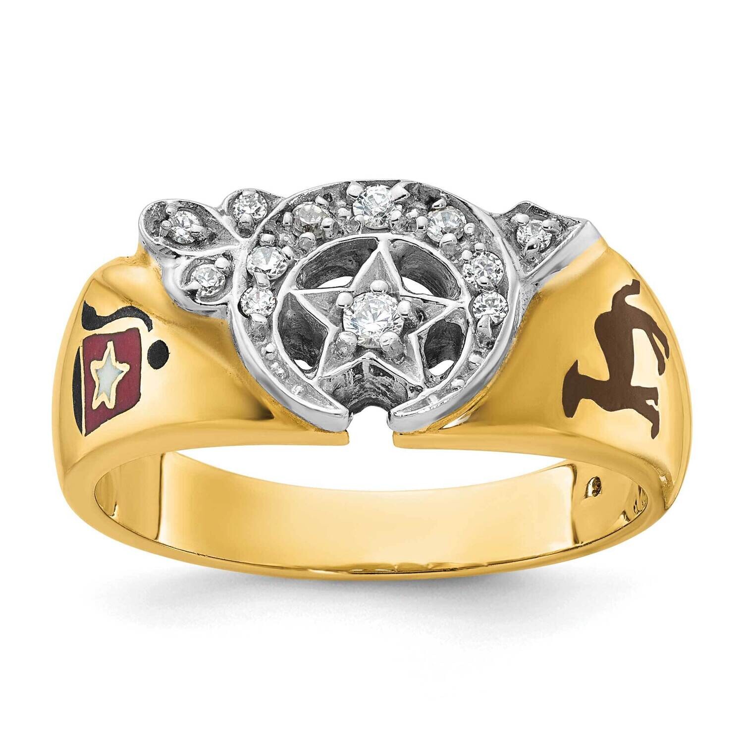 Ibgoodman Men's Polished Masonic Shriner's Ring Mounting 14k Two-Tone Gold B02454-4YW