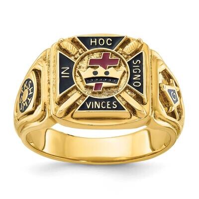 Ibgoodman Men&#39;s Polished Textured Multi-Color Enamel Knights Templar Masonic Ring 10k Gold B02194-0…