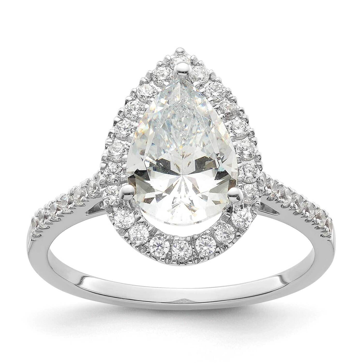 Halo Holds 2 Carat 10X7mm Pear Center 1/3 Carat Diamond Semi-Mount Engagement Ring 14k White Gold R…