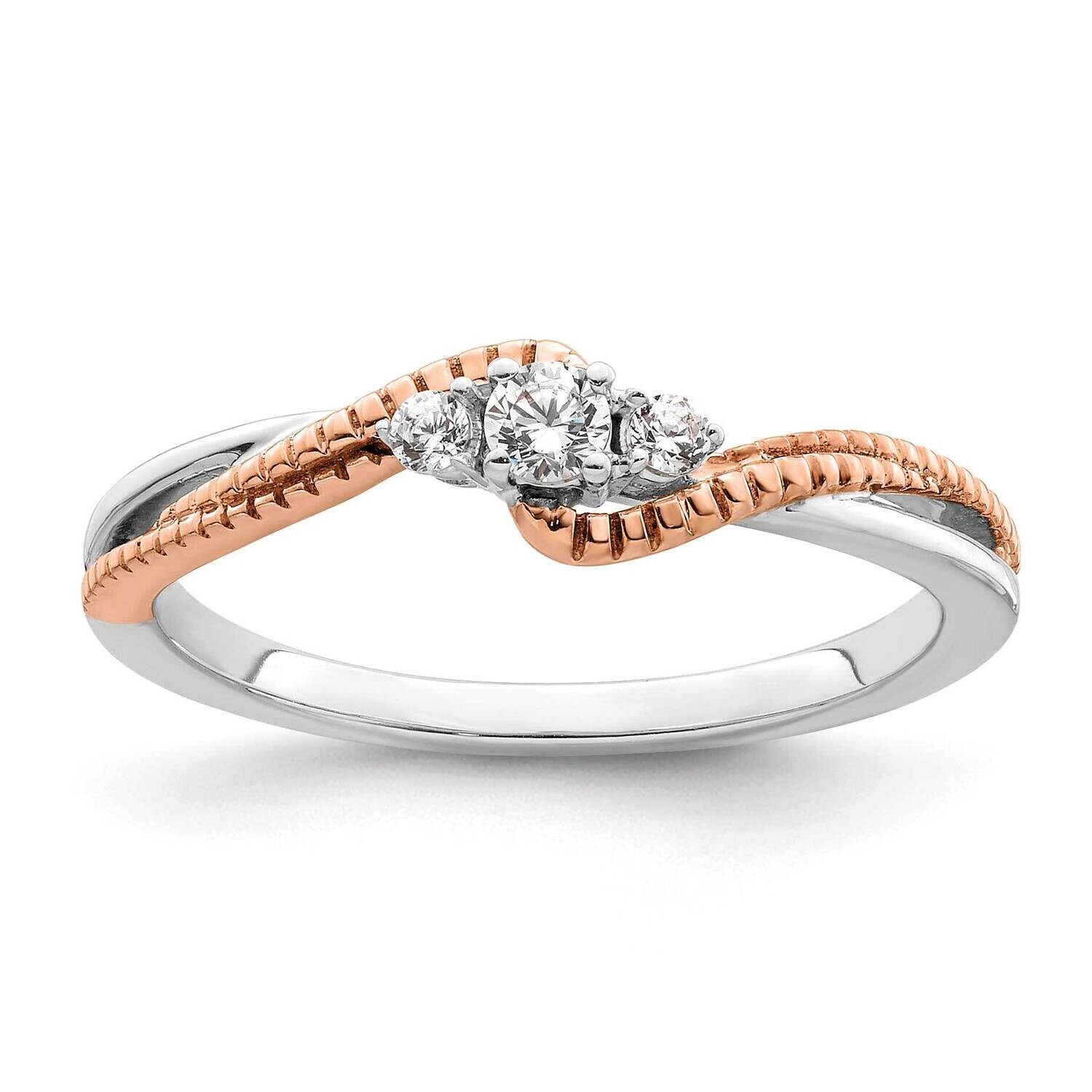 First Promise Rose Gold 3-Stone 1/8 Carat Round Diamond Complete Promise/Engagement Ring 14k White …