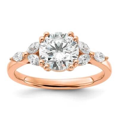 Holds 1.5 Carat 7.5mm Round Center 1/5 Carat Marquise Diamond Semi-Mount Engagement Ring 14k Rose G…