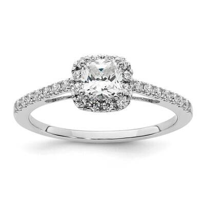 Halo Plus Holds 1/2 Carat 4.5mm Cushion Center 1/4 Carat Diamond Semi-Mount Engagement Ring 14k Whi…