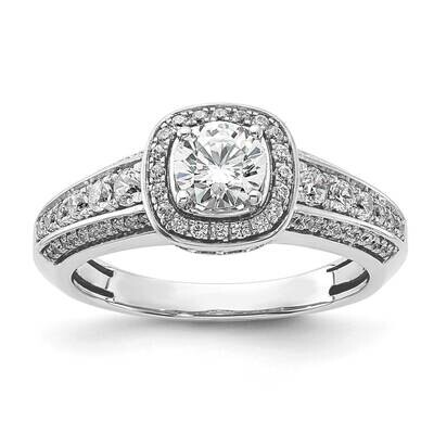 Halo Plus Holds 1/2 Carat 5.2mm Round Center 1/2 Carat Diamond Semi-Mount Engagement Ring 14k White…