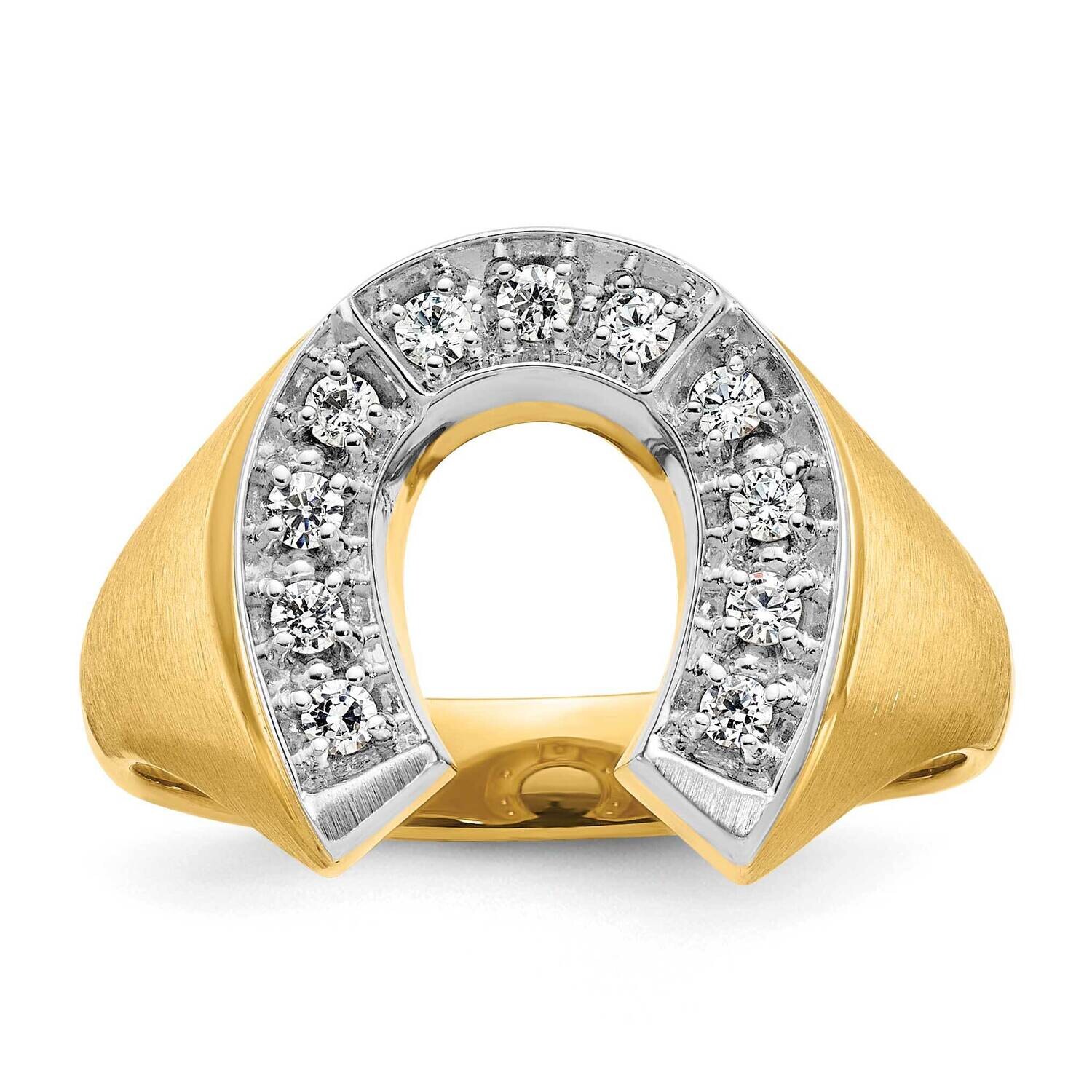 Ibgoodman Men&#39;s Satin Horseshoe Diamond Complete Ring 10k Two-Tone Gold B04971-0YWA