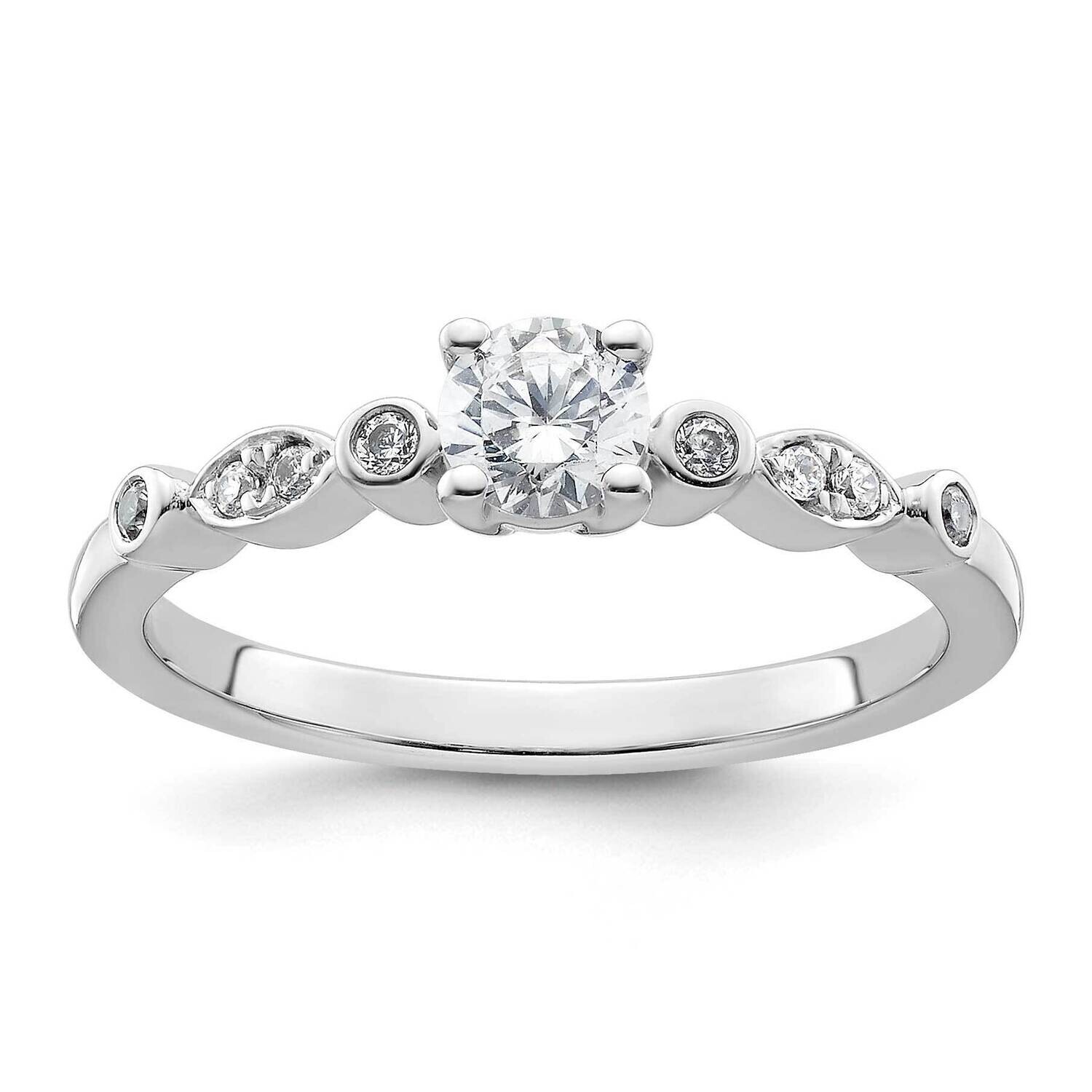 Holds 1/3 Carat 4.5mm Round Center 1/15 Carat Diamond Semi-Mount Engagement Ring 14k White Gold RM2…