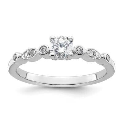 Holds 1/3 Carat 4.5mm Round Center 1/15 Carat Diamond Semi-Mount Engagement Ring 14k White Gold RM2…