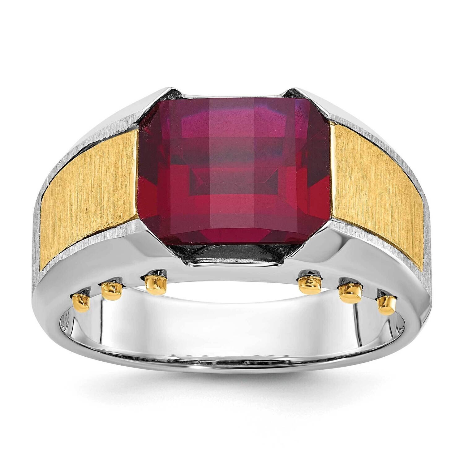Ibgoodman Men&#39;s Created Garnet Complete Ring 14k Two-Tone Gold B57951-4WYGA by IBGoodman, MPN: B579…