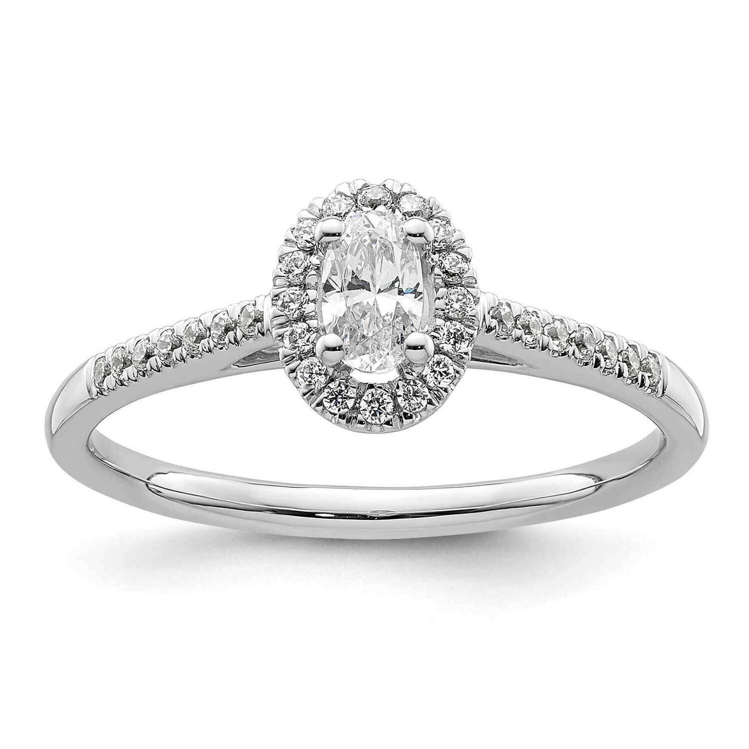 Halo Plus Holds 1/4 Carat 5.0X3.5mm Oval Center 1/6 Carat Diamond Semi-Mount Engagement Ring 14k Wh…