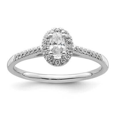 Halo Plus Holds 1/4 Carat 5.0X3.5mm Oval Center 1/6 Carat Diamond Semi-Mount Engagement Ring 14k Wh…