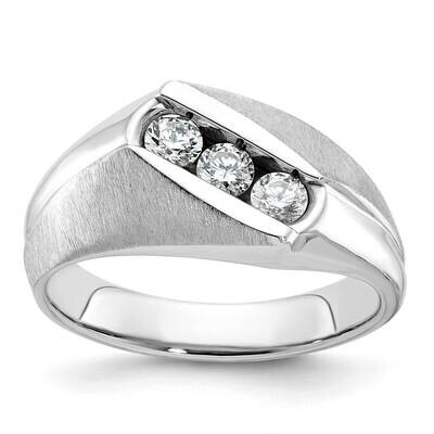 Ibgoodman Men&#39;s Polished &amp; Satin 3-Stone Ring Mounting 14k White Gold B58172-4W by IBGoodman, MPN: …
